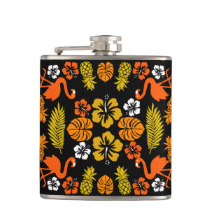 Petaca Naranja brillante Floral Tropical Patterado