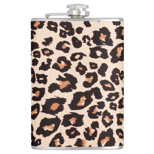 Petaca Naranja Brown Black Leopard Animal Print (Anverso)
