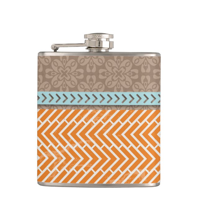 Petaca Naranja Chevrons Tan Blue Hip Flask (Anverso)