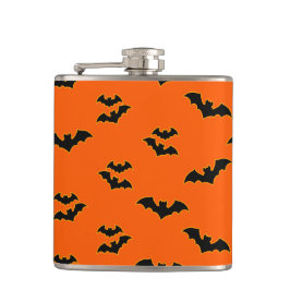 PETACA NARANJA CON MURCIÉLAGOS VOLADORES DE HALLOWEEN NEG