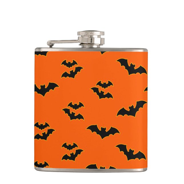 PETACA NARANJA CON MURCIÉLAGOS VOLADORES DE HALLOWEEN NEG (Anverso)