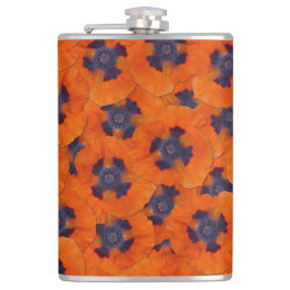 Petaca Naranja de escarlata Poppy patrón sin soldadura