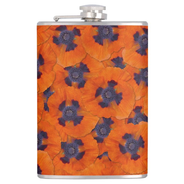 Petaca Naranja de escarlata Poppy patrón sin soldadura (Anverso)