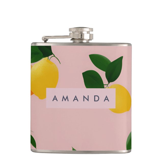 Petaca Naranja de limón rosado envuelto de vinilo persona (Anverso)