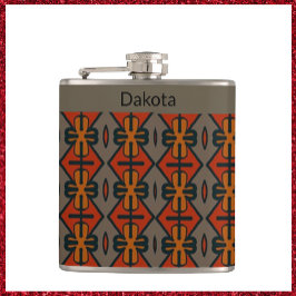 Petaca Naranja étnico y diseño tribal de oro