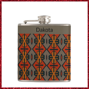 Petaca Naranja étnico y diseño tribal de oro