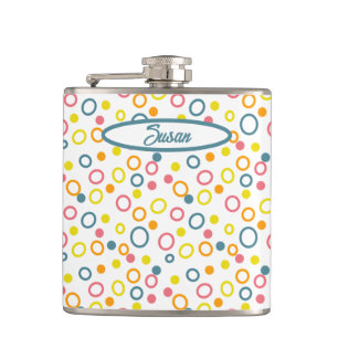 Petaca Naranja rosa amarillo verde azulado Círculos punto