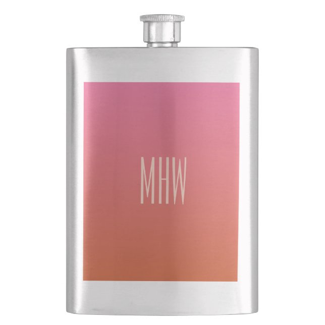 Petaca Naranja rosado personalizado gradiente matraz mono (Anverso)