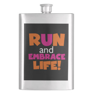 Petaca Naranja Texto rosado Fitness Corriendo Maratón