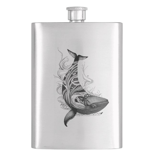 Petaca Naturaleza animal salvaje ballena Ilustracion arte (Anverso)