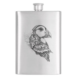Petaca Naturaleza animal salvaje de Puffin Tatuaje de art
