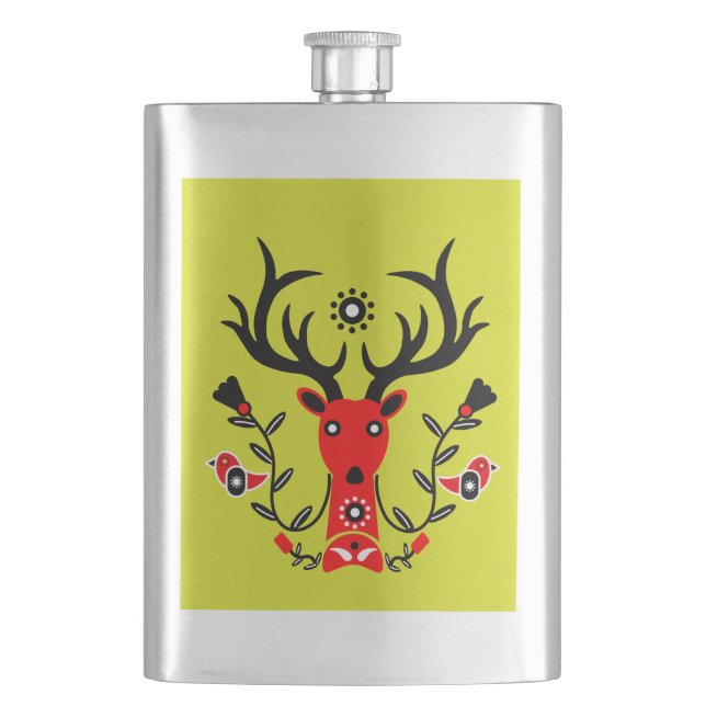 Petaca Naturaleza escandinava Cabeza de ciervo Art T-Shir (Anverso)