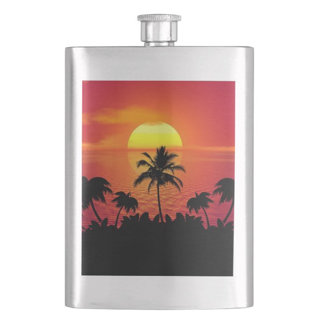 Petaca Nature Sunset Palm Trees illustration (Anverso)