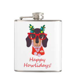 Petaca Navidad Bonito Perro Divertido Dachshund Howlidays