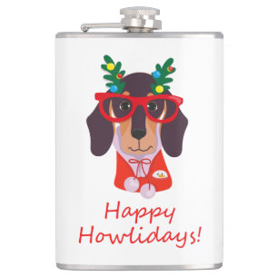 Petaca Navidad Bonito Perro Divertido Dachshund Howlidays