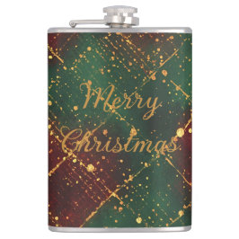 Petaca Navidad, Feliz Navidad, Patrón Verde Rojo Dorado