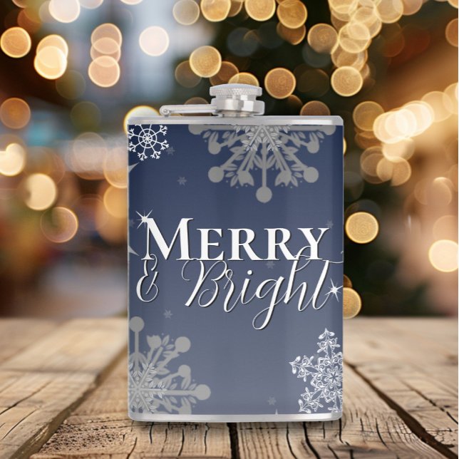 Petaca Navidades Blue Merry and Bright Snflakes (Blue Merry and Bright Snowflakes Christmas Flask)
