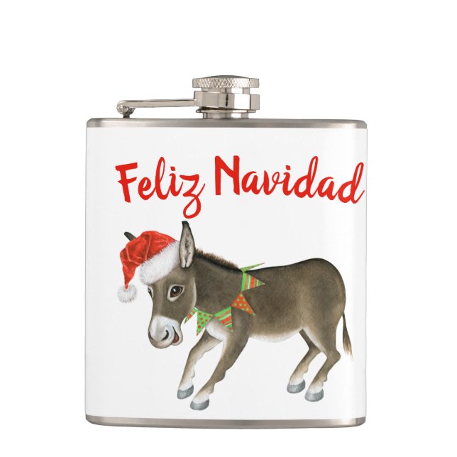 Petaca Navidades Burro Feliz Personalizable de Navidad (Anverso)