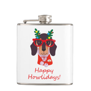 Petaca Navidades Cute Divertido Perro Dachshund Howlidays