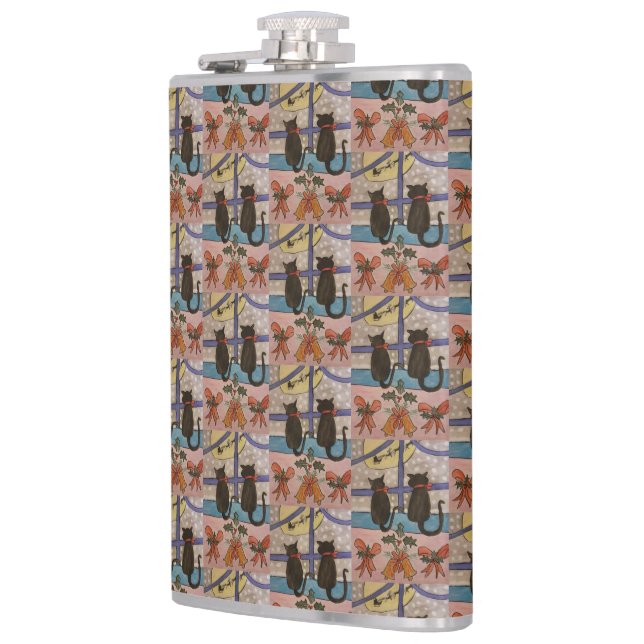 Petaca Navidades de gato negro Hip Flask (Izquierda)