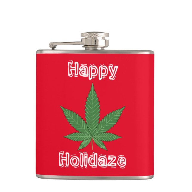Petaca Navidades de hojas de la hierba de Weed Felices Ho (Anverso)