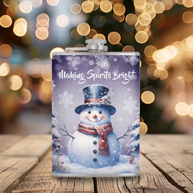 Petaca Navidades de Winter Forest Snowman | Morado (Purple Winter Forest Snowman Christmas Flask)