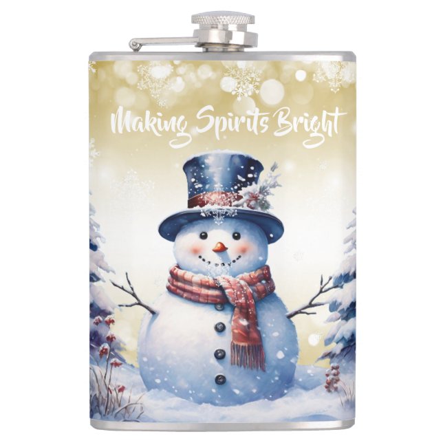 Petaca Navidades de Winter Forest Snowman | Oro (Anverso)