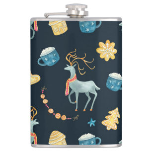 Petaca Navidades Deers: Patrón de color de agua sin foco