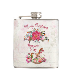 Petaca Navidades del caballo rocoso victoriano y de la Po