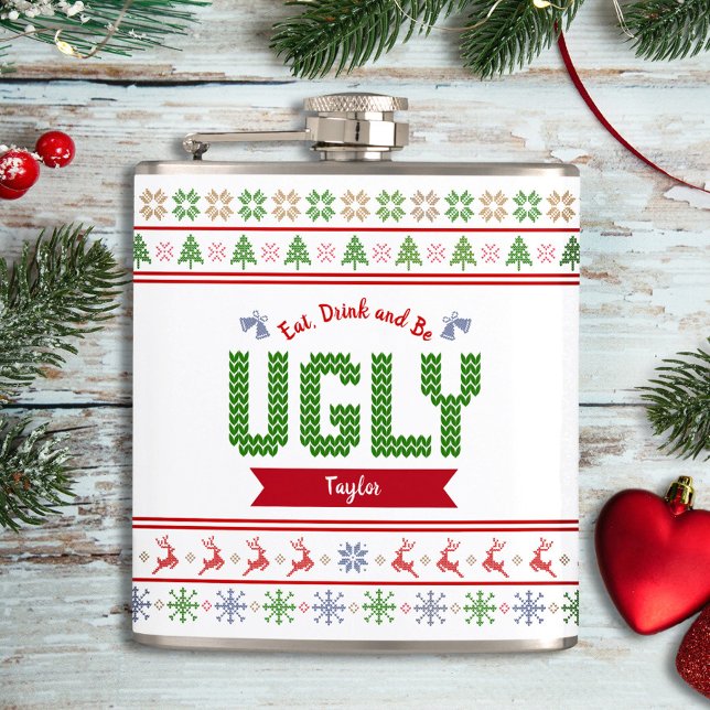 Petaca Navidades feos suéter nombre de unidad verde nórdi (Subido por el creador)