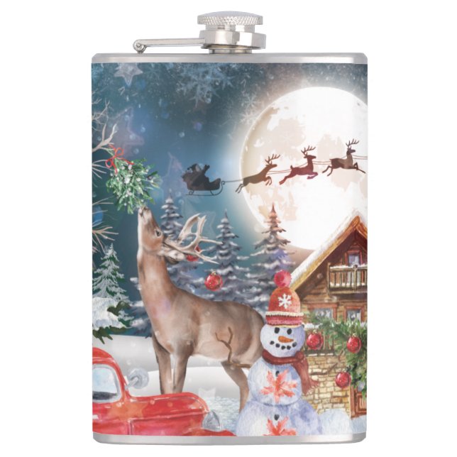 Petaca Navidades Red Truck Santa Rustic Windays (Anverso)