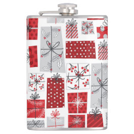 Petaca Navidades Vacaciones Regalos Modernos de Plata Roj