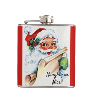 Petaca Navidades Vintage Santa Claus Naughty o Nice