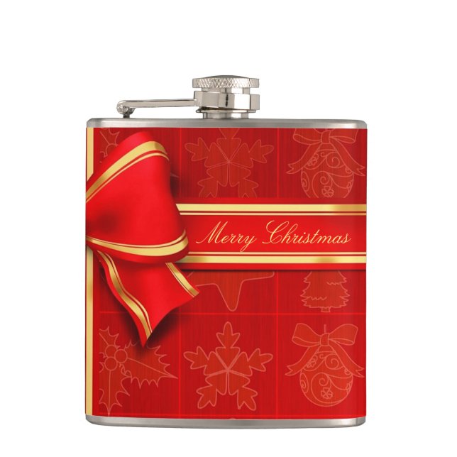 Petaca Navidades Vinyl Wrapped Flask/RedBow (Anverso)