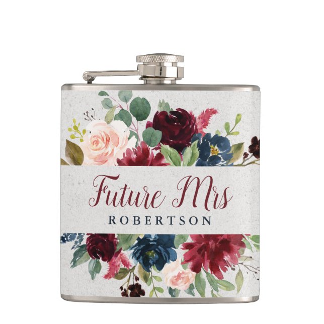 Petaca Navy Marsala Floral Future Sra. Bachelorette Perso (Anverso)