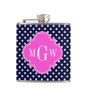 Petaca Navy Whats Polka Dot Quatrefoil rosa caliente 3 Mo