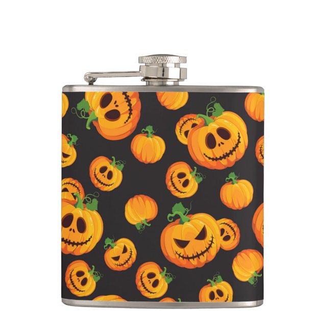 PETACA NEGRO CON SPOOKY NARANJA HALLOWEEN PUMPKINS (Anverso)