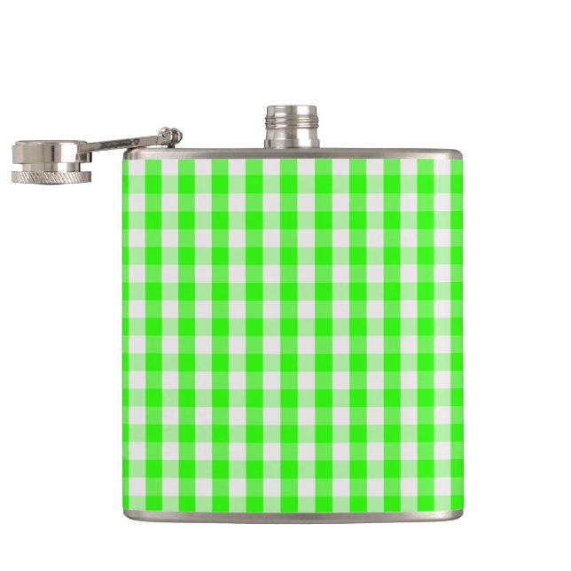Petaca Neon Green Gingham Pattern de Shirley Taylor (Abierto)