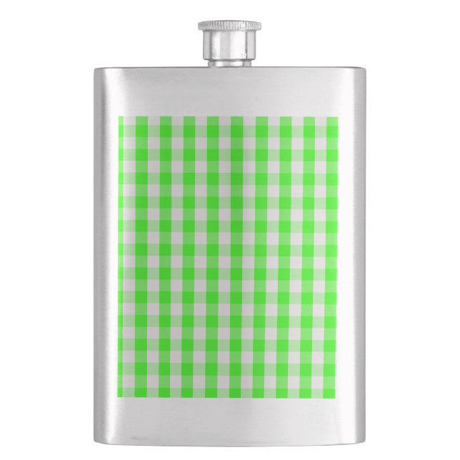 Petaca Neon Green Gingham Pattern de Shirley Taylor (Anverso)
