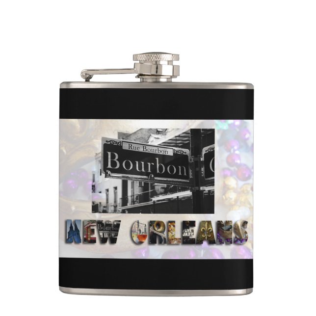 Petaca New Orleans Bourbon Street Beads NOLA (Anverso)
