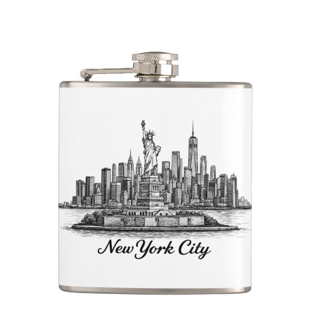 Petaca New York City Skyline Line Art Illustration (Anverso)