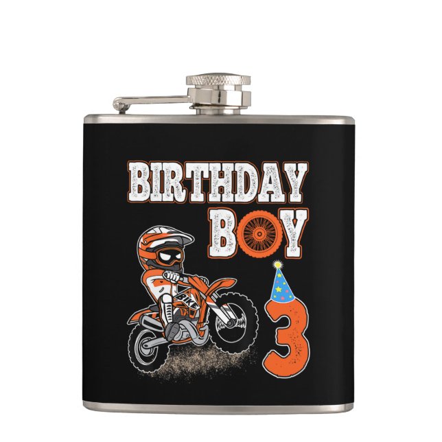Petaca Niño de 3 años - Niño de cumpleaños - Bicicleta su (Anverso)