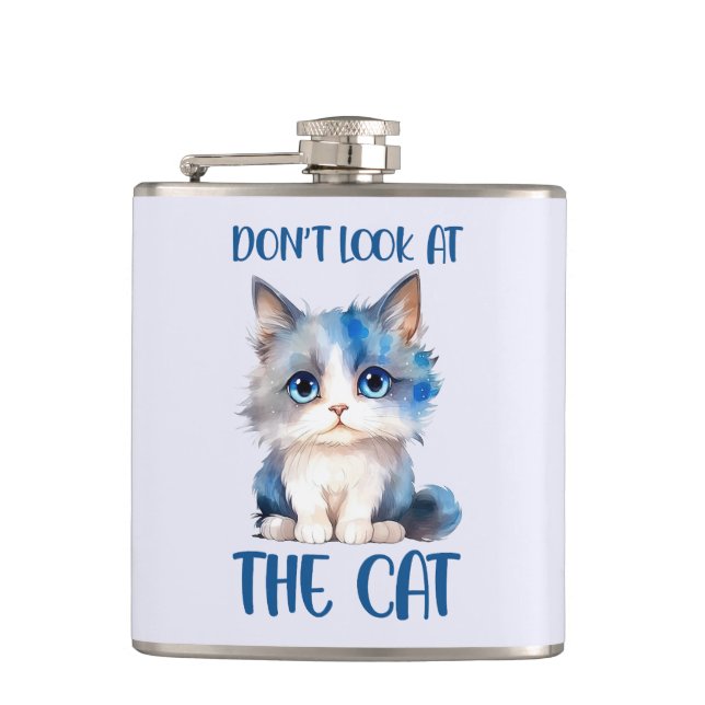 Petaca No mires al gato - Adorable gatito azul (Anverso)