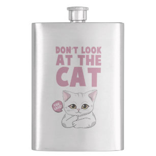 Petaca No mires al gato - Gracioso gato blanco