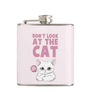 Petaca No mires al gato - Gracioso gato blanco
