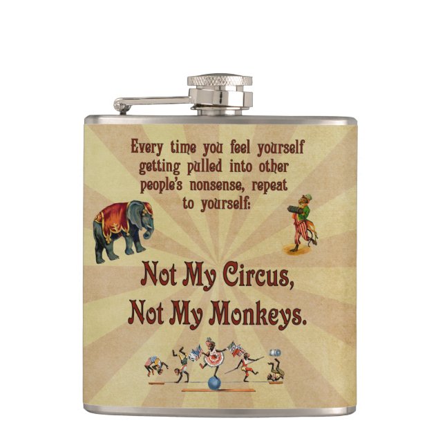 Petaca No mis monos, no mi circo (Anverso)