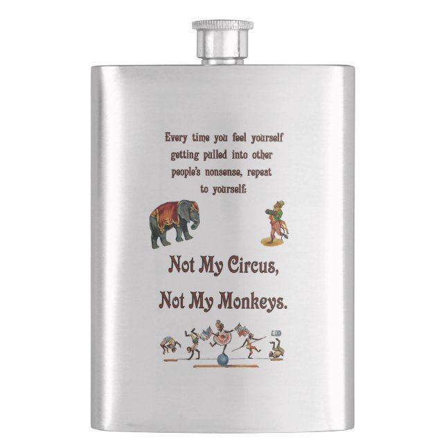 Petaca No mis monos, no mi circo (Anverso)