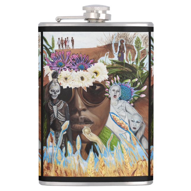 Petaca "No pruebe ningún" frasco envuelto vinilo malvado (Anverso)