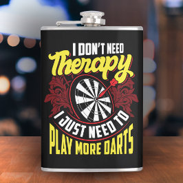 Petaca No Terapia Sólo Más Darts Gracioso Flask 8 oz.