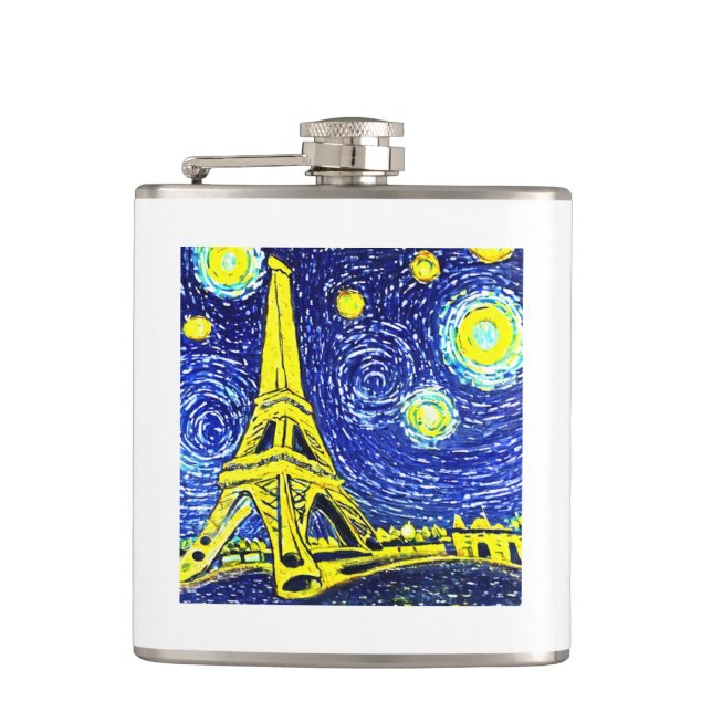 Petaca Noche estrellada París Francia (Anverso)